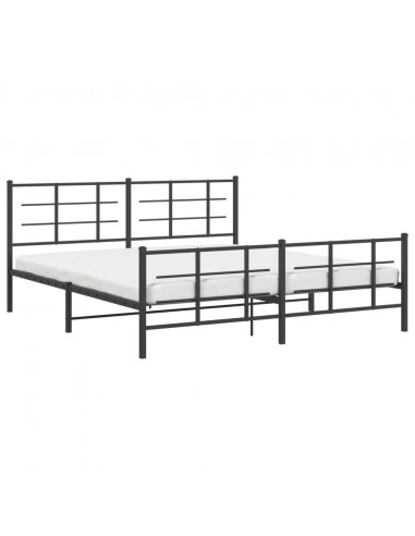 Giroletto con Testiera e Pediera Metallo Nero 180x200 cm