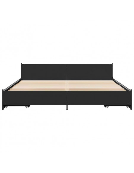 Giroletto con Cassetti Nero 200x200 cm in Legno Multistrato