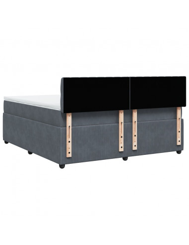 Giroletto a Molle con Materasso Grigio Scuro 180x200 cm Velluto