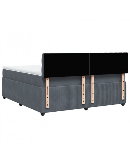Giroletto a Molle con Materasso Grigio Scuro 180x200 cm Velluto
