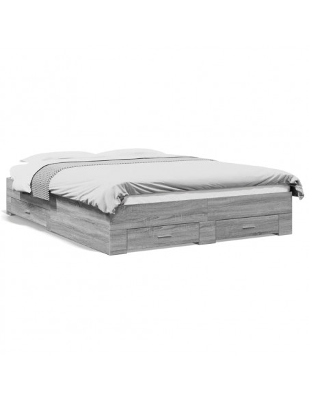 Giroletto Cassetti Grigio Sonoma 140x200 cm Legno Multistrato