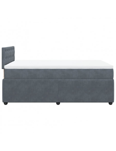 Giroletto a Molle con Materasso Grigio Scuro 120x200 cm Velluto