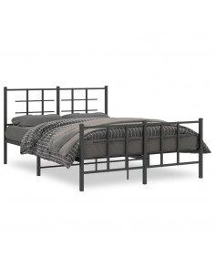 Giroletto con Testiera e Pediera Metallo Nero 140x200 cm 2