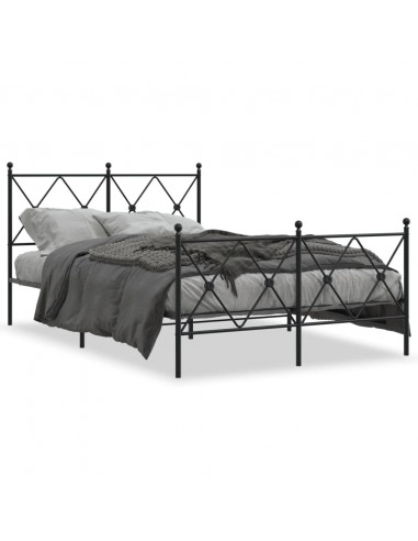 Giroletto con Testiera e Pediera Metallo Nero 120x190 cm