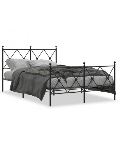 Giroletto con Testiera e Pediera Metallo Nero 120x190 cm