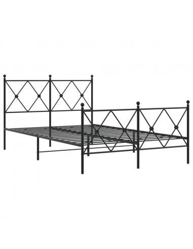 Giroletto con Testiera e Pediera Metallo Nero 120x190 cm