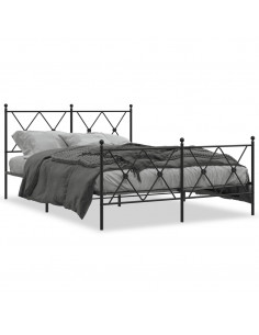 Giroletto con Testiera e Pediera Metallo Nero 140x190 cm 2