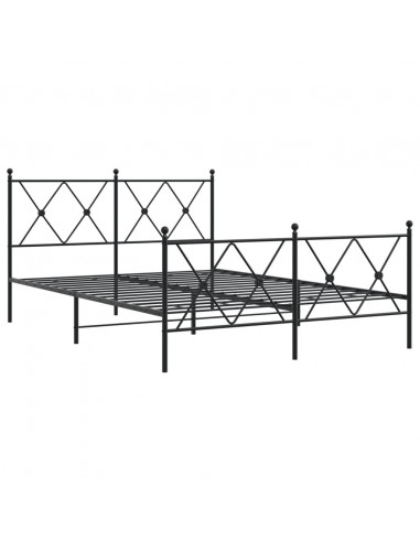 Giroletto con Testiera e Pediera Metallo Nero 140x190 cm