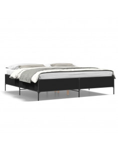 Giroletto Nero 180x200 cm in Legno Multistrato e Metallo 2