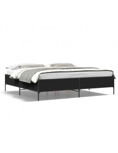 Giroletto Nero 180x200 cm in Legno Multistrato e Metallo