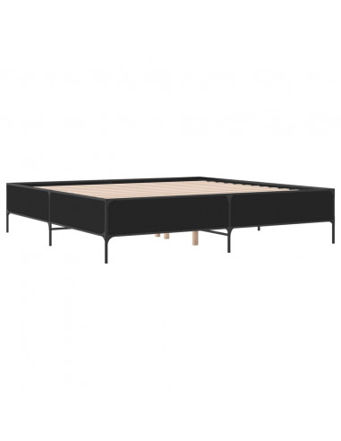 Giroletto Nero 180x200 cm in Legno Multistrato e Metallo