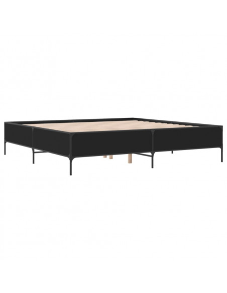 Giroletto Nero 180x200 cm in Legno Multistrato e Metallo