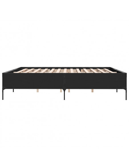 Giroletto Nero 180x200 cm in Legno Multistrato e Metallo