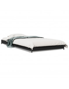 Giroletto Nero 90x190 cm in Legno Multistrato e Metallo 2