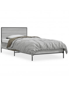 Giroletto Grigio Sonoma 90x200 cm Legno Multistrato e Metallo 2