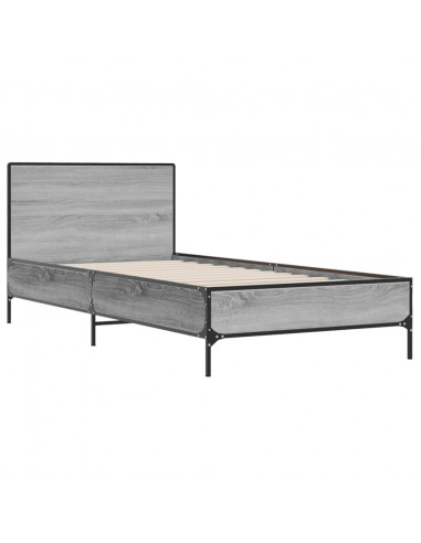 Giroletto Grigio Sonoma 90x200 cm Legno Multistrato e Metallo