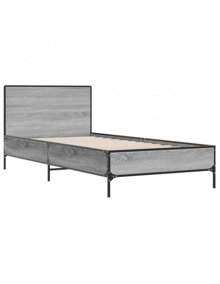 Giroletto Grigio Sonoma 90x200 cm Legno Multistrato e Metallo