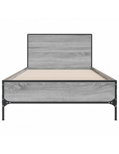 Giroletto Grigio Sonoma 90x200 cm Legno Multistrato e Metallo