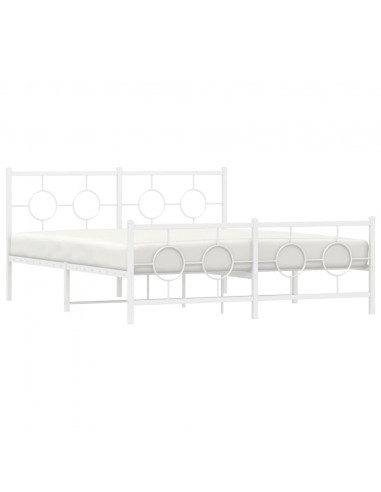 Giroletto con Testiera e Pediera Metallo Bianco 160x200 cm