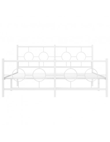 Giroletto con Testiera e Pediera Metallo Bianco 160x200 cm