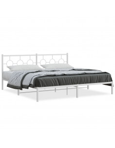 Giroletto con Testiera Metallo Bianco 200x200 cm 2