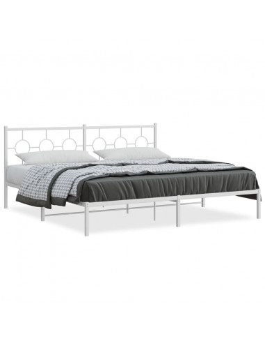 Giroletto con Testiera Metallo Bianco 200x200 cm