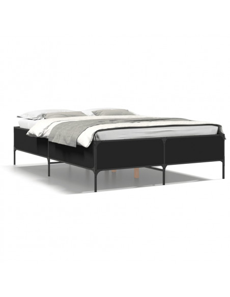 Giroletto Nero 140x190 cm in Legno Multistrato e Metallo