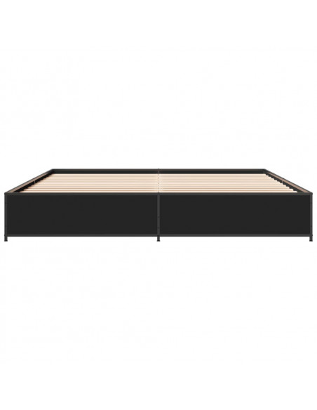 Giroletto Nero 160x200 cm in Legno Multistrato e Metallo