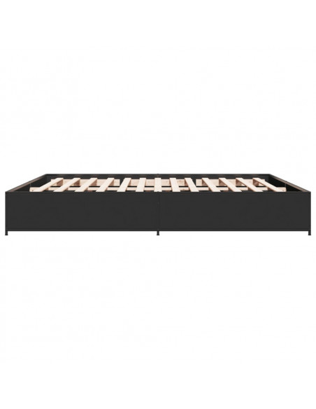 Giroletto Nero 160x200 cm in Legno Multistrato e Metallo