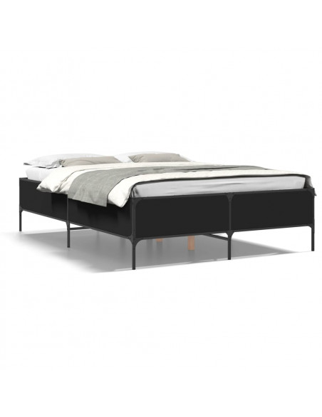 Giroletto Nero 120x190 cm in Legno Multistrato e Metallo