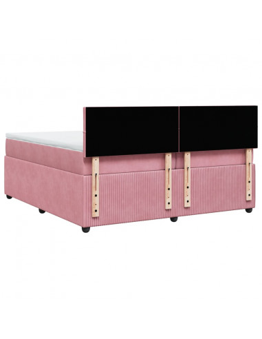 Giroletto a Molle con Materasso Rosa 200x200 cm in Velluto