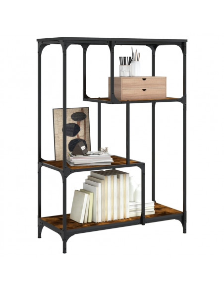 Libreria Rovere Fumo 81x36x115 cm Legno Multistrato e Acciaio