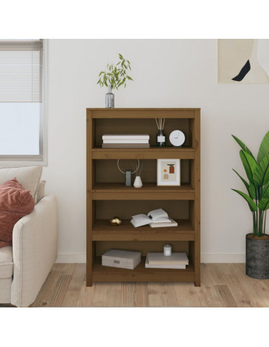 Libreria Marrone Miele 80x35x126 cm in Legno Massello di Pino