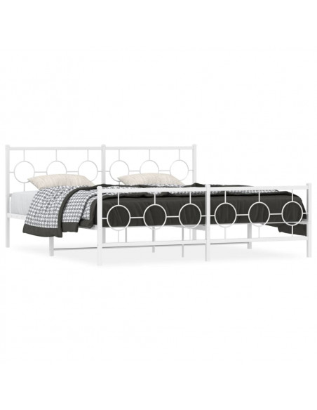 Giroletto con Testiera e Pediera Metallo Bianco 183x213 cm