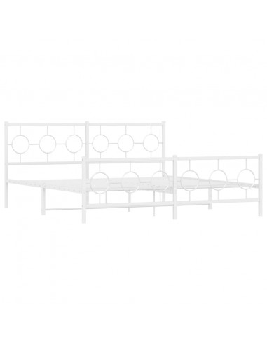 Giroletto con Testiera e Pediera Metallo Bianco 183x213 cm