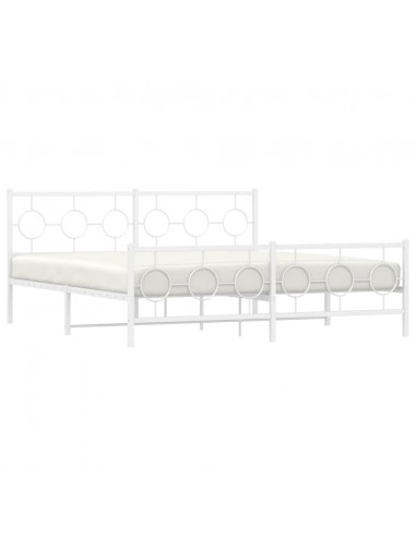 Giroletto con Testiera e Pediera Metallo Bianco 183x213 cm