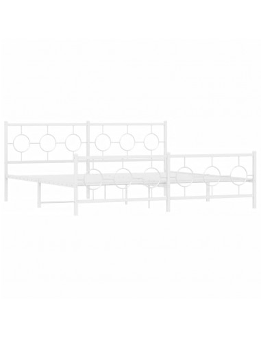 Giroletto con Testiera e Pediera Metallo Bianco 200x200 cm