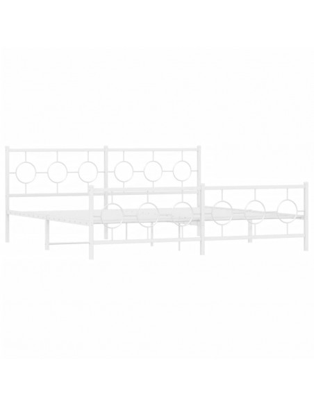 Giroletto con Testiera e Pediera Metallo Bianco 200x200 cm