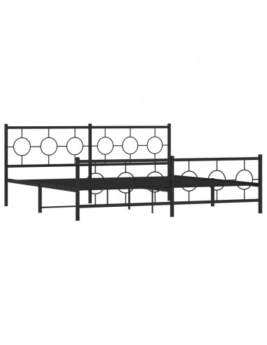 Giroletto con Testiera e Pediera Metallo Nero 200x200 cm