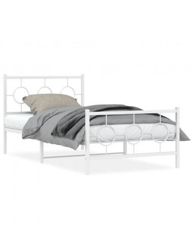 Giroletto con Testiera e Pediera Metallo Bianco 100x190 cm