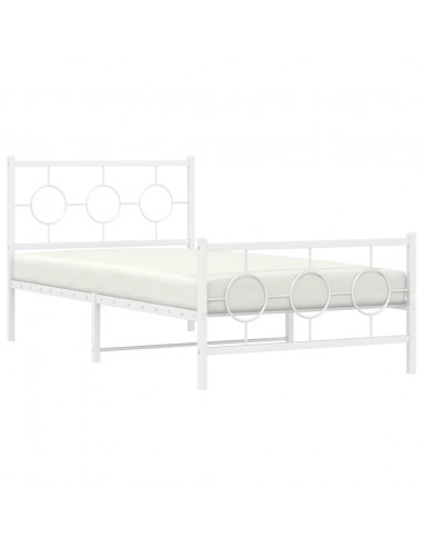 Giroletto con Testiera e Pediera Metallo Bianco 100x190 cm