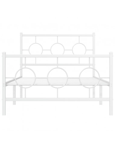 Giroletto con Testiera e Pediera Metallo Bianco 100x190 cm