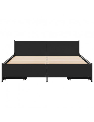 Giroletto con Cassetti Nero 135x190 cm in Legno Multistrato