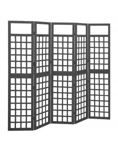 Divisorio a 5 Pannelli Legno Massello di Abete Nero 161x180 cm 2