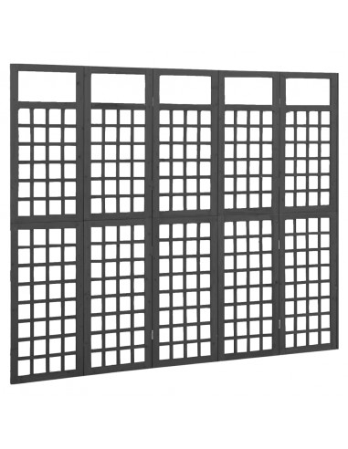 Divisorio a 5 Pannelli Legno Massello di Abete Nero 161x180 cm