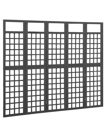 Divisorio a 5 Pannelli Legno Massello di Abete Nero 161x180 cm