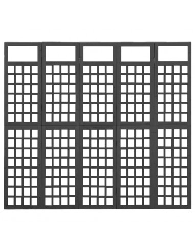 Divisorio a 5 Pannelli Legno Massello di Abete Nero 161x180 cm