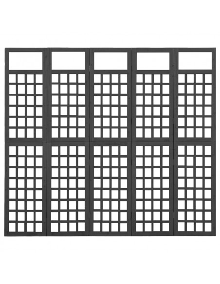 Divisorio a 5 Pannelli Legno Massello di Abete Nero 161x180 cm
