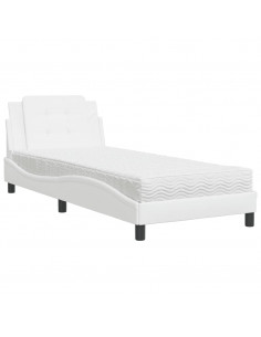 Letto con Materasso Bianco 90x190 cm in Similpelle 2