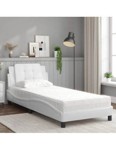Letto con Materasso Bianco 90x190 cm in Similpelle